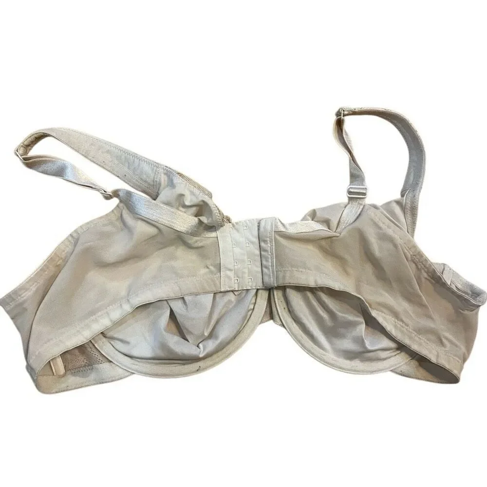 Cacique size 46C lace 4 hook bra cream and tan - Picture 2 of 5